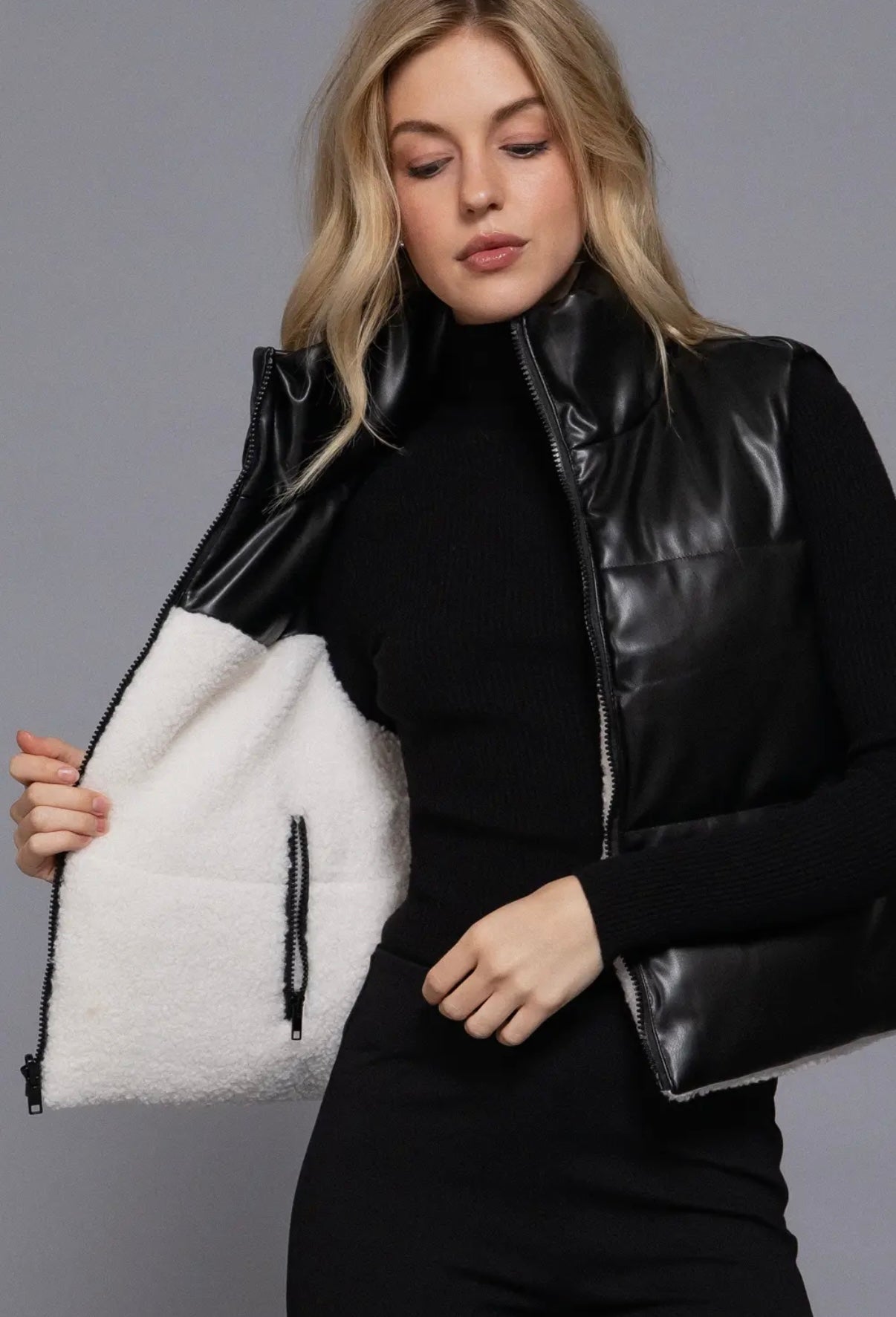 Reversible Faux Leather Vest