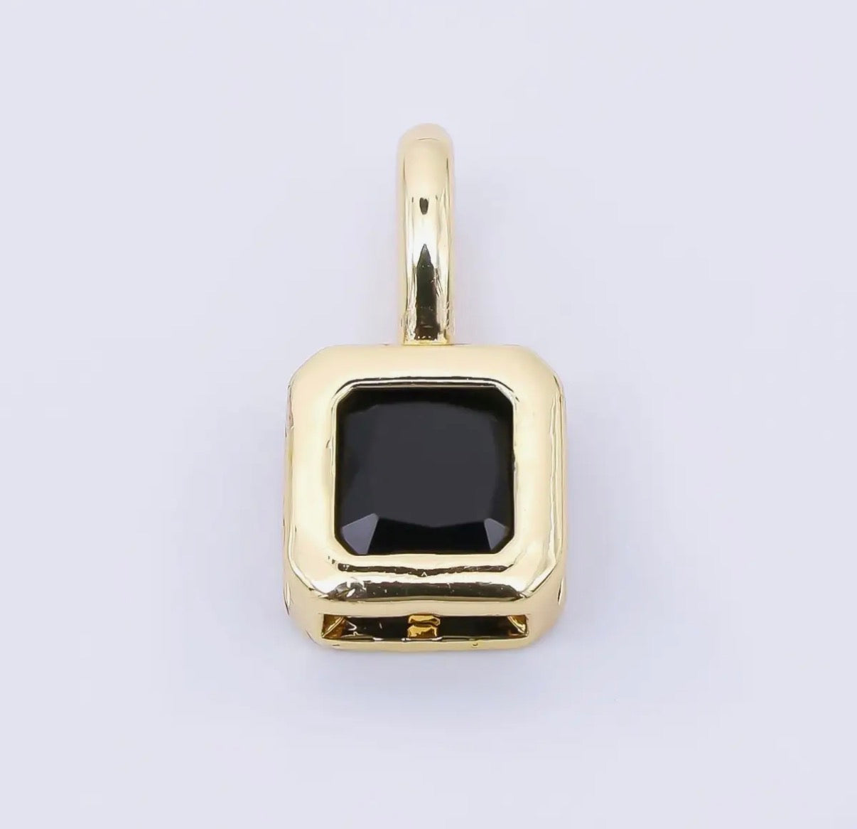 24K Gold Filled 13mm Black CZ Charm