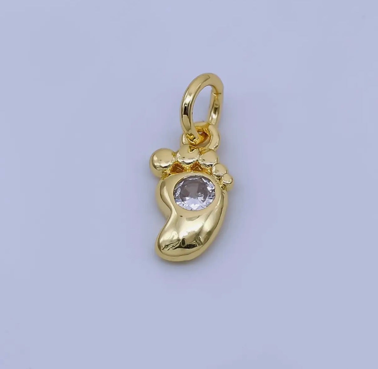 24K Gold Filled Cz Baby Foot 3D Multidimensional Mini Charm |