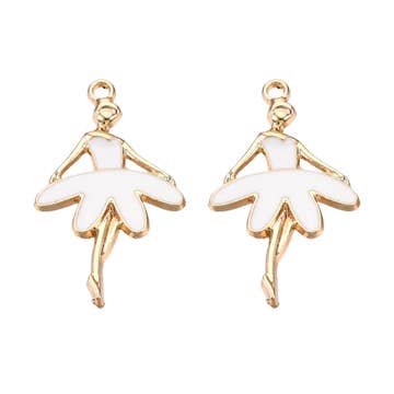 White and Gold Ballerina Charm