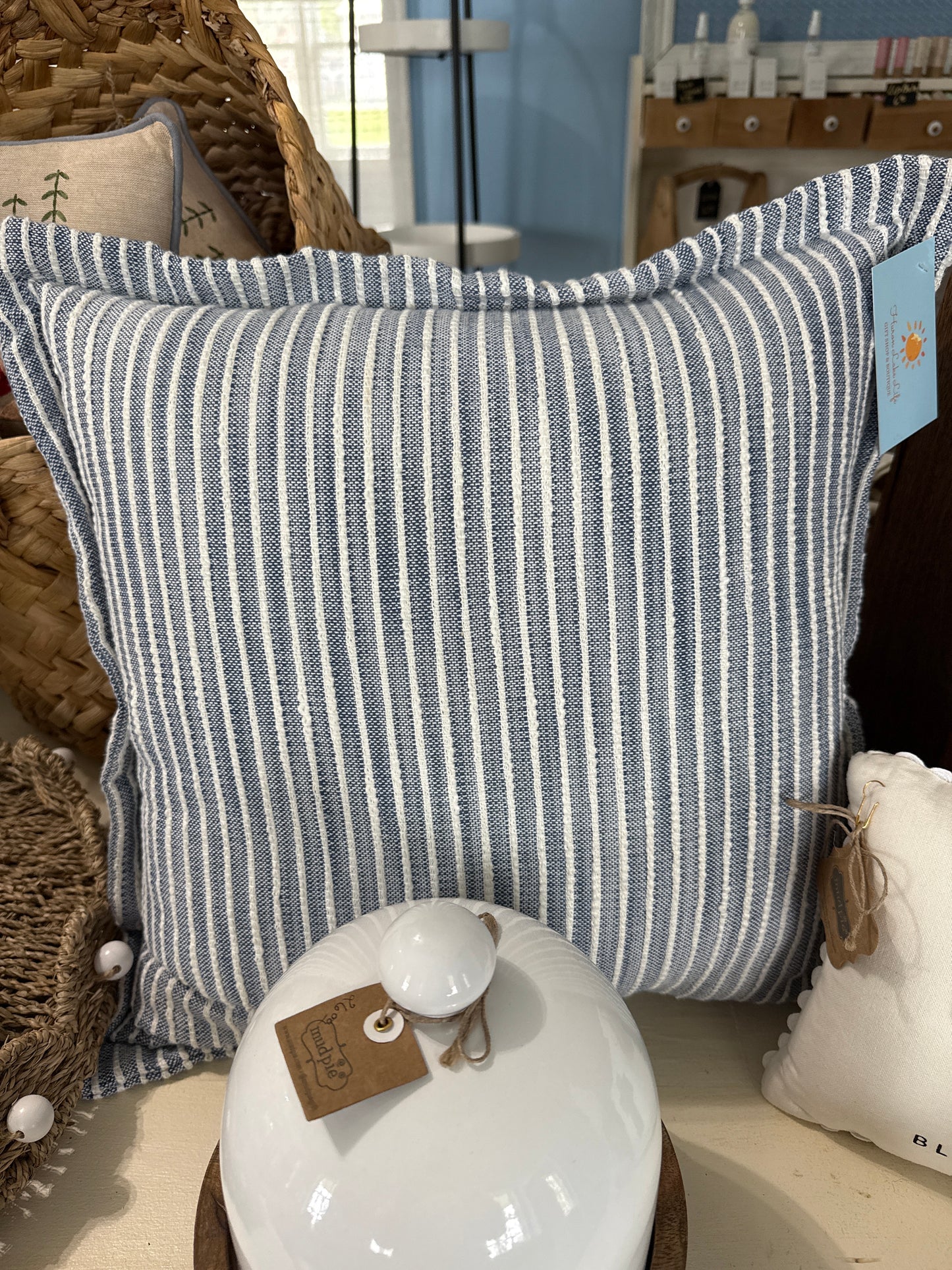 Blue Striped Pillow