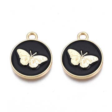 Gold and Black Butterfly Charm