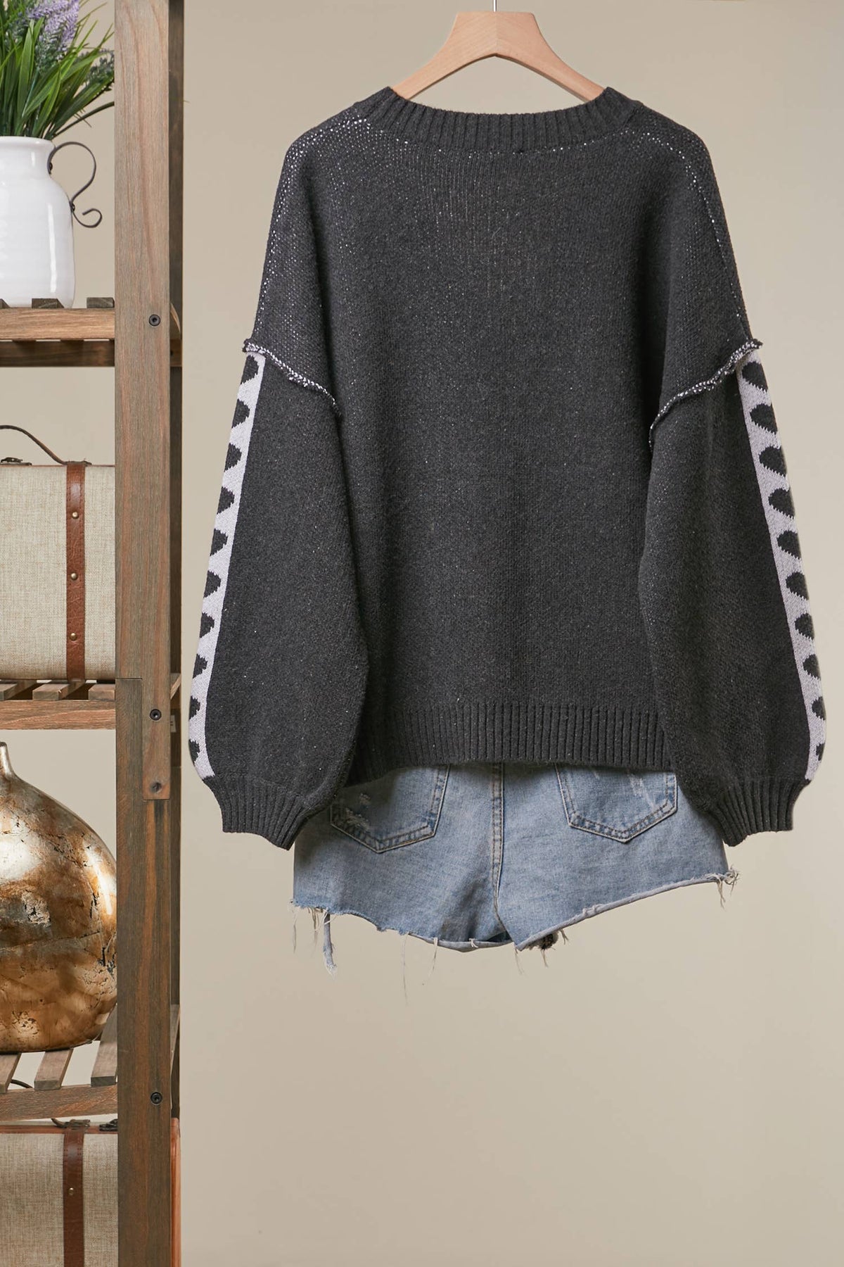 Swan Love Knit Cardigan: Black