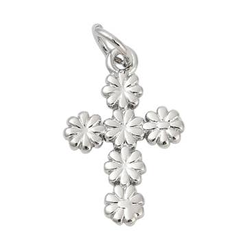 Silver Daisy Cross Charm