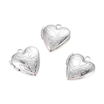 Silver Vintage Heart Locket Charm
