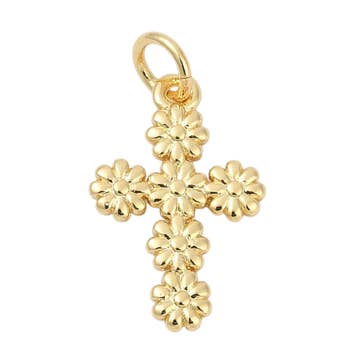 Gold Daisy Cross Charm