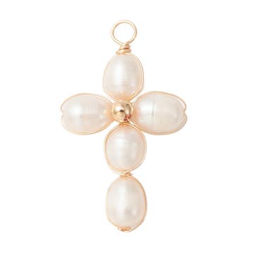 Freshwater Pearl Cross Charm