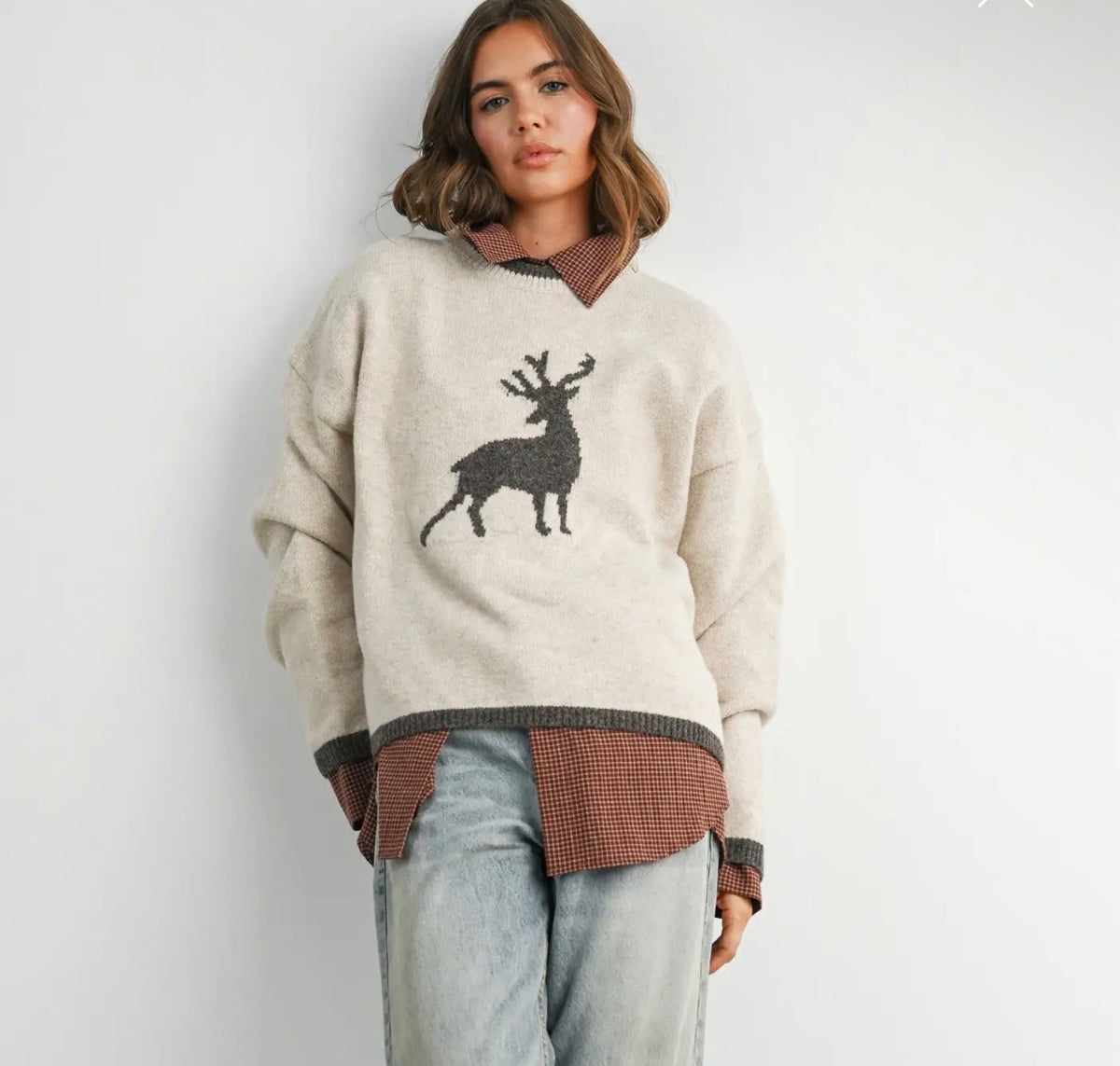 Deer Graphic Knit Sweater