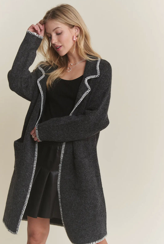 Stitch Accent Sweater Cardigan