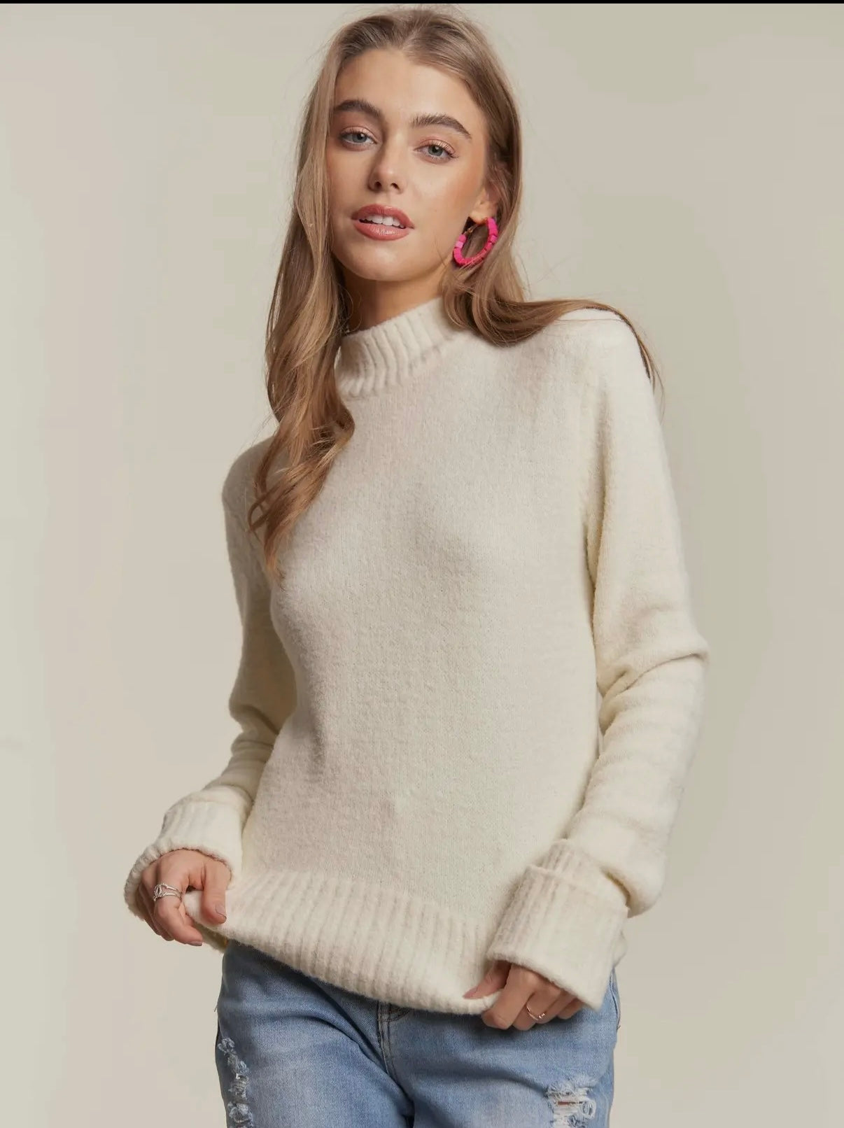 Ivory Mock Neck Sweater