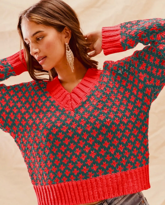 Color Block Christmas Sweater