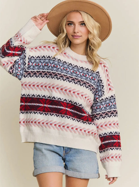 Snow Pattern Fair Isle Sweater
