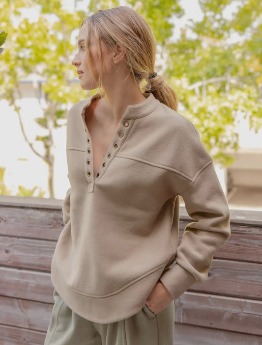 Beige Grommet Long Sleeve