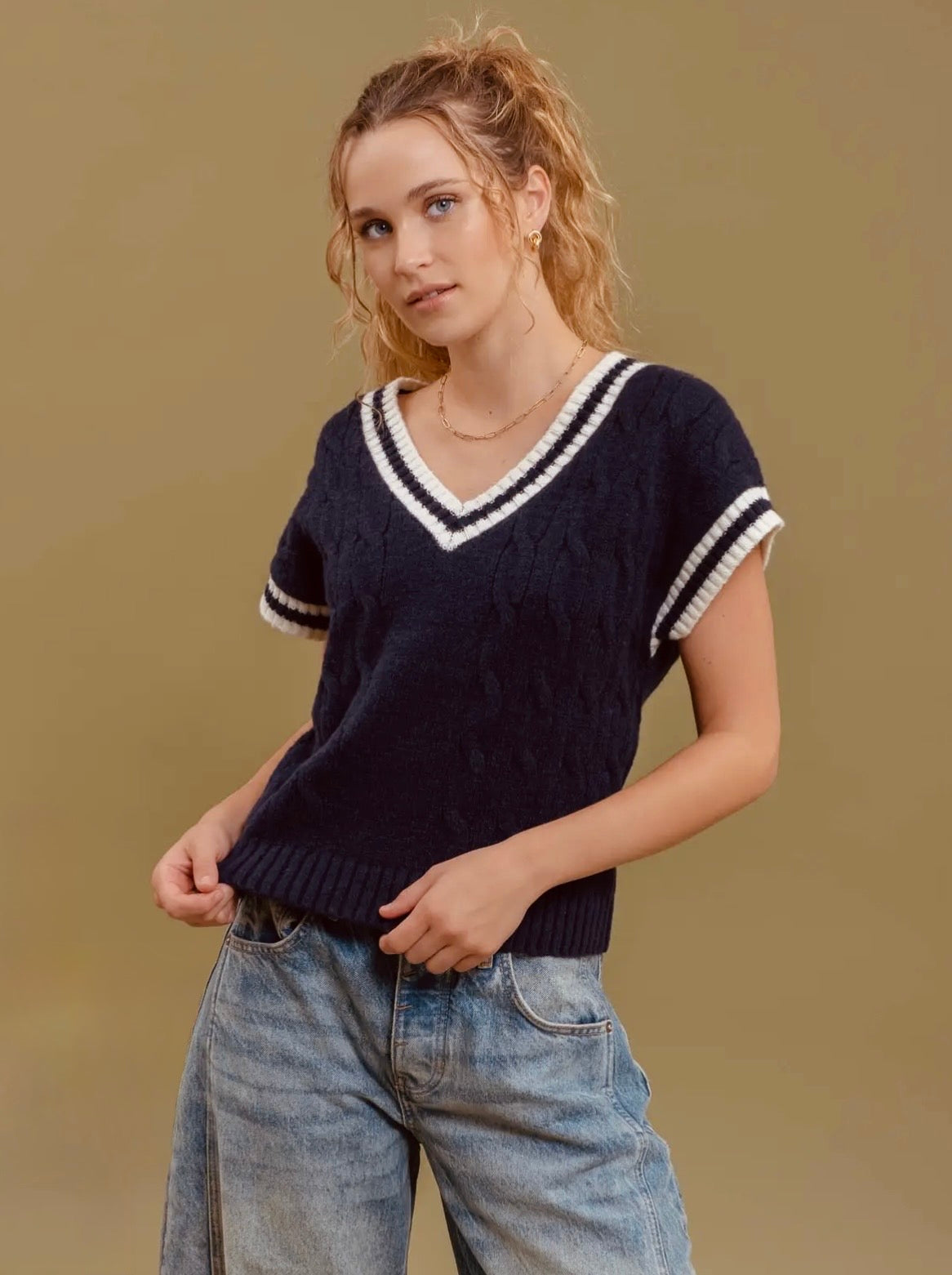 Navy V-Neck Sweater