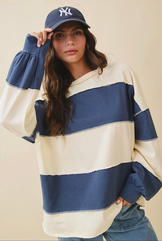 Contrast Panel Long Sleeve Top