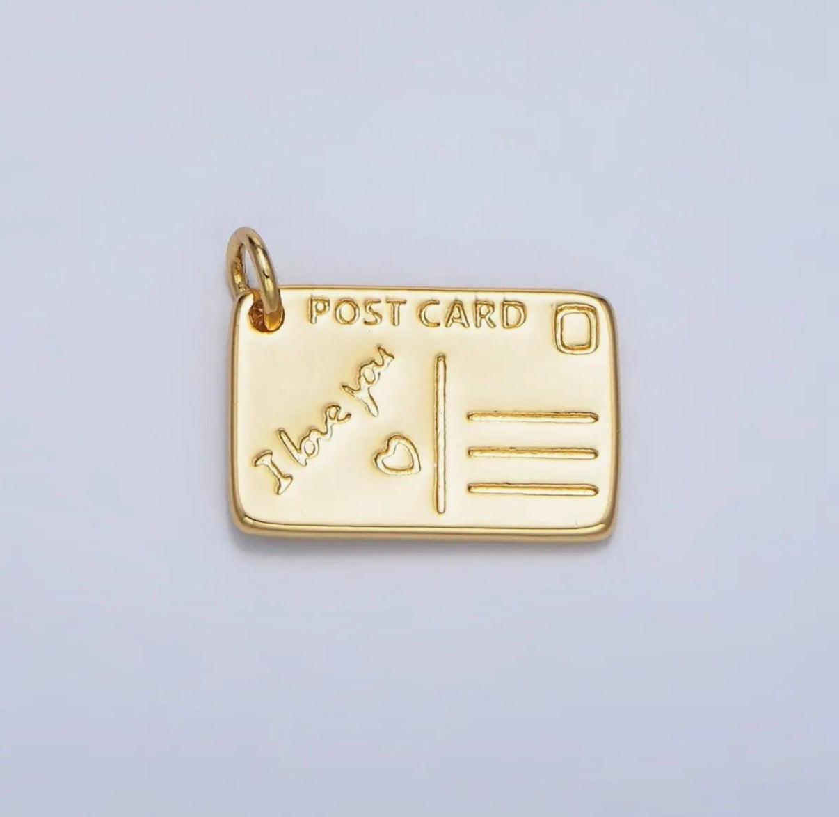 24K Gold Filled "I Love You" Script Post Card Charm in Gold