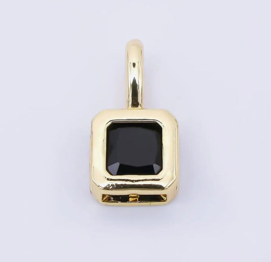 24K Gold Filled 13mm Black CZ Charm