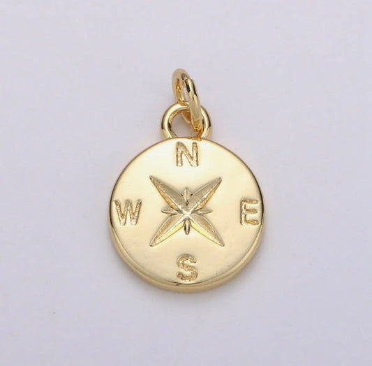 Dainty Gold Compass Charm Pendant, Adventure, Travel Charm Pendant, Nautical Charms Supply North East South West Jewelry