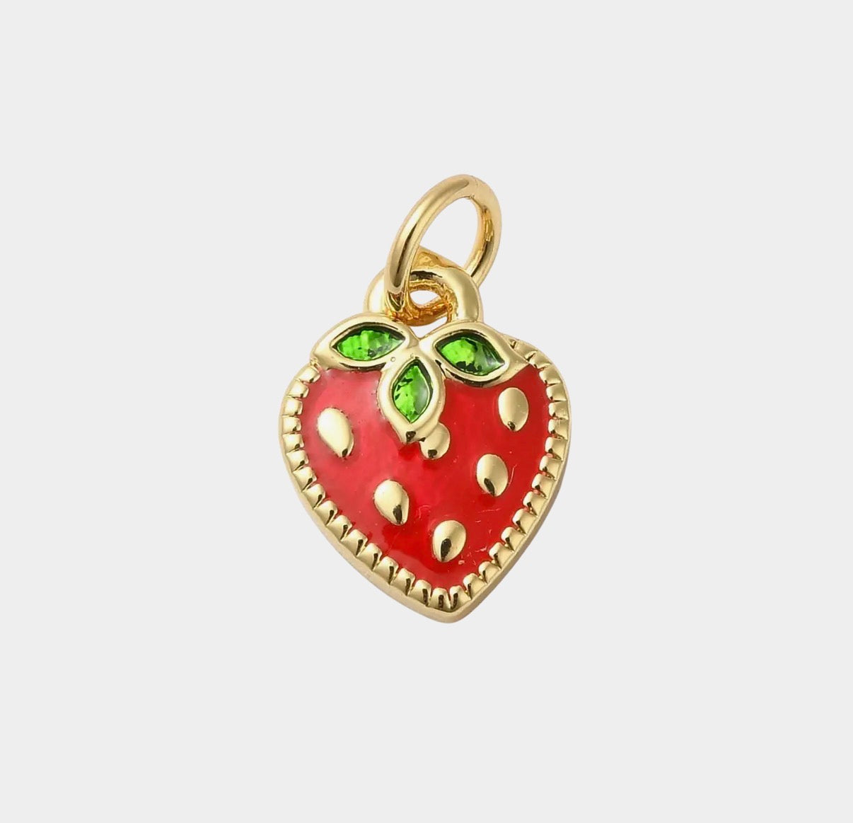 18k Gold Plated Brass Strawberry Charm