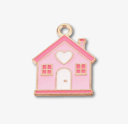 Pink House Enamel Charm