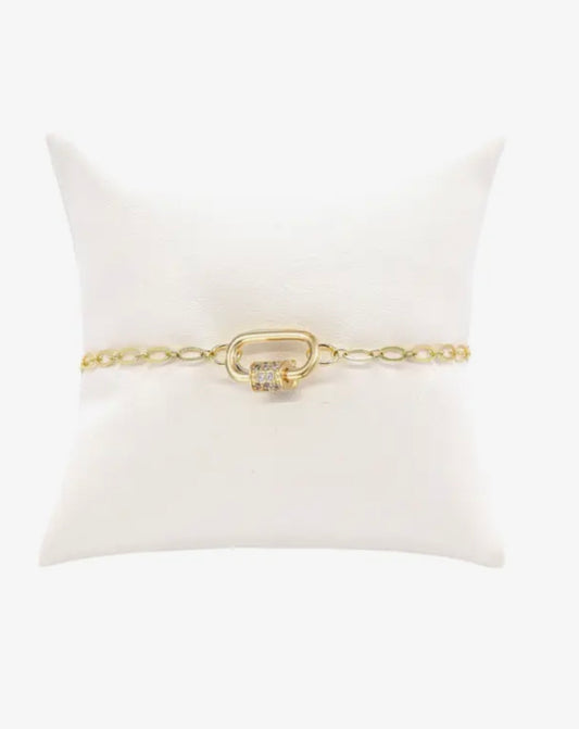 Gold Ashley Paperclip Chain Charm Bracelet