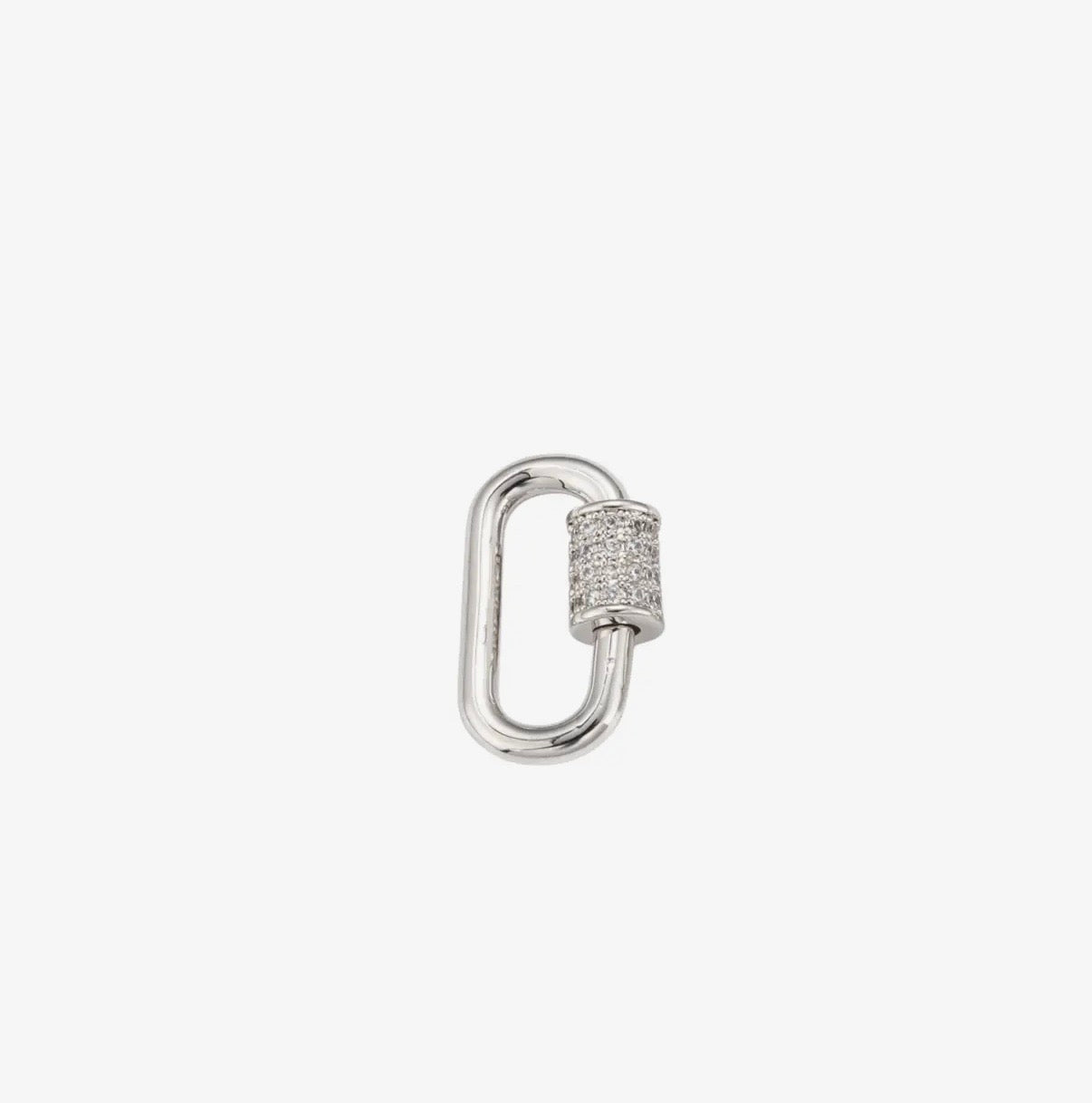 Small Silver Gabi Carabiner| Cubic Zirconia Oval Screw