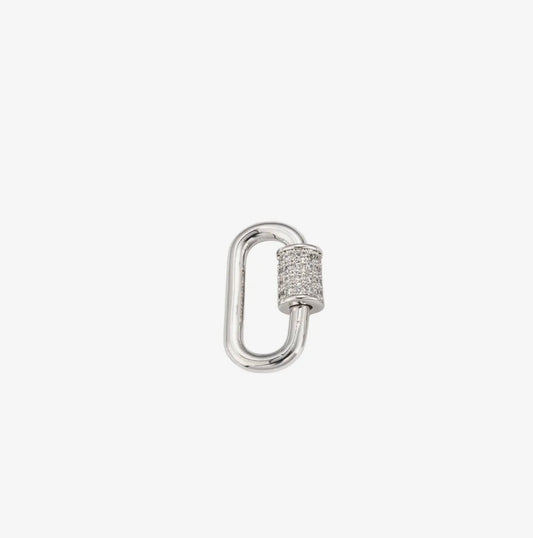 Small Silver Gabi Carabiner| Cubic Zirconia Oval Screw