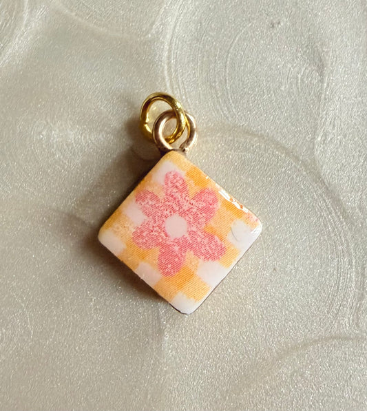 Pink Flower Clay Charm
