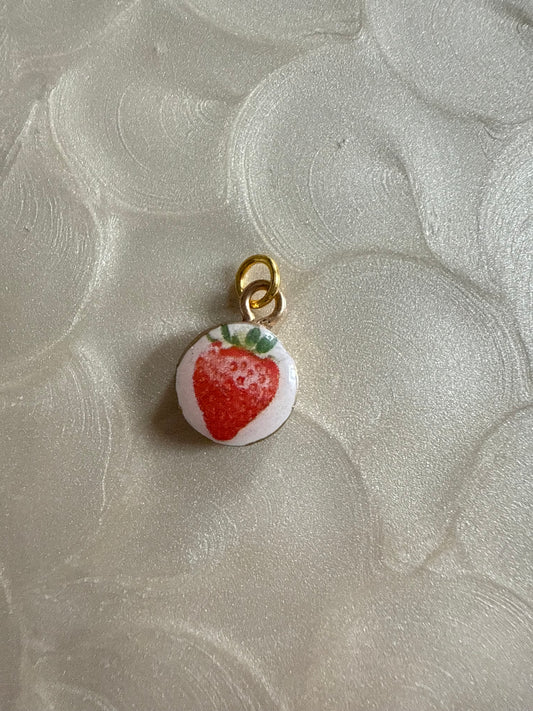 Small Strawberry Clay Charm