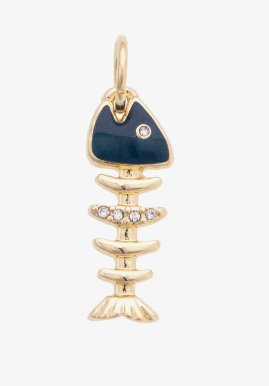 Fishbone Charm/Shiny Gold