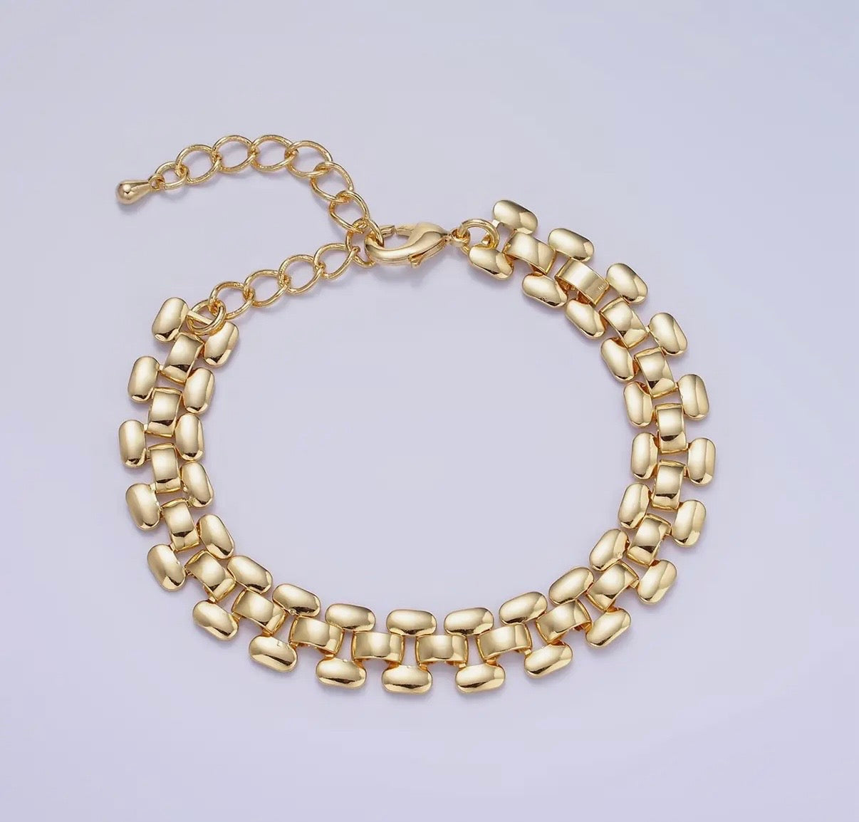 14K Gold Filled 9.3mm Panther Chain Bracelet W. Extend