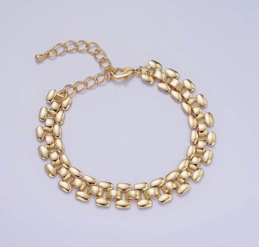 14K Gold Filled 9.3mm Panther Chain Bracelet W. Extend