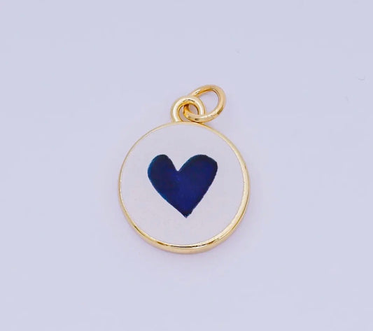 24K Gold Filled 18mm Enamel Navy Heart