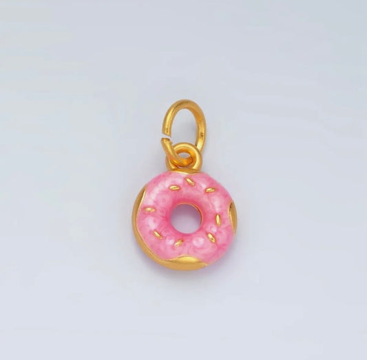 Pink Glazed Sprinkle Donut Charm
