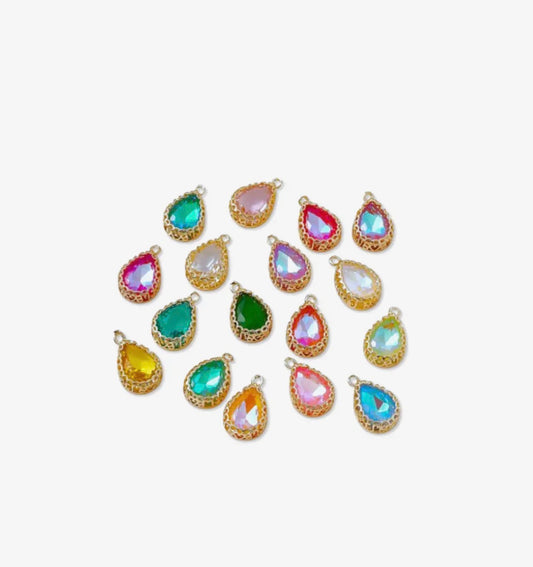 Teardrop Glass Charm/ Assorted Color