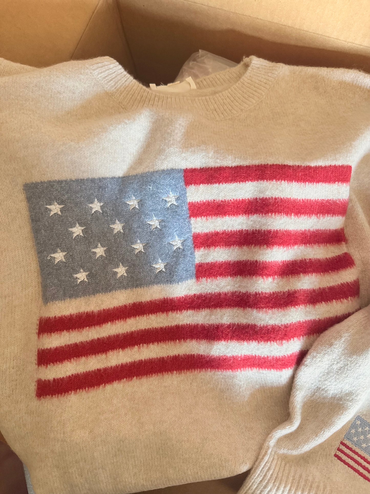 American Flag Round Neck Sweater