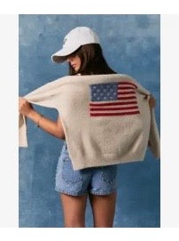 American Flag Round Neck Sweater