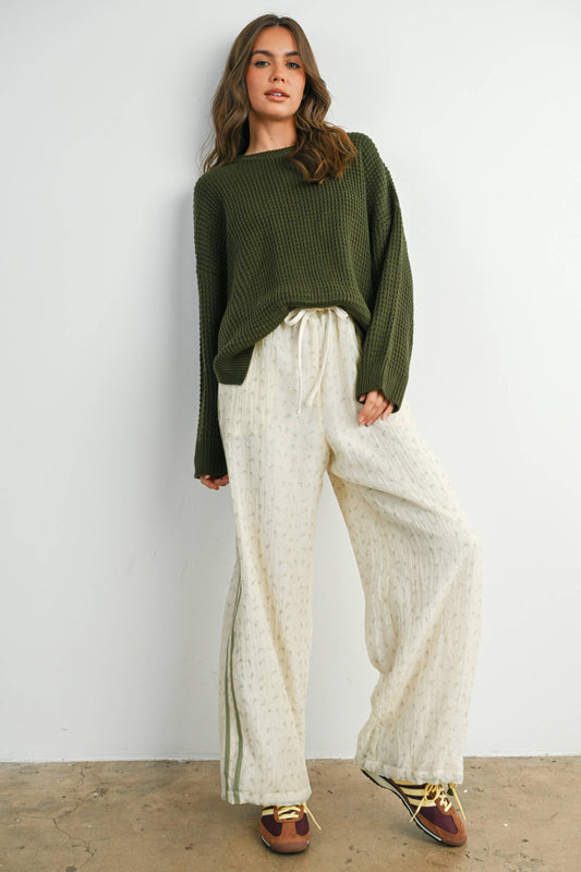 Round-Neck Classic Long Sleeve Top - BMW7782: OLIVE /
