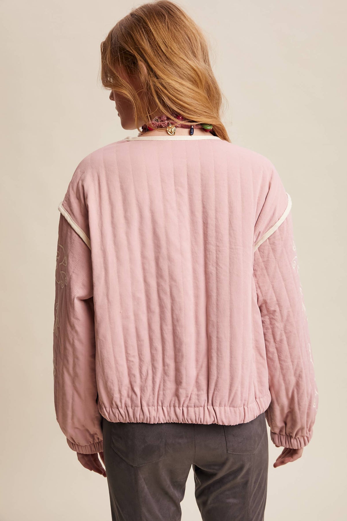 Embroidered Quilted Western Jacket LJ0260: Butter Cream
